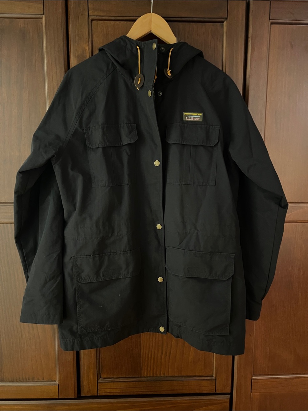 Mountain Gorpcore Classic Heritage Flannel Lined Hooded Jacket Black W Large